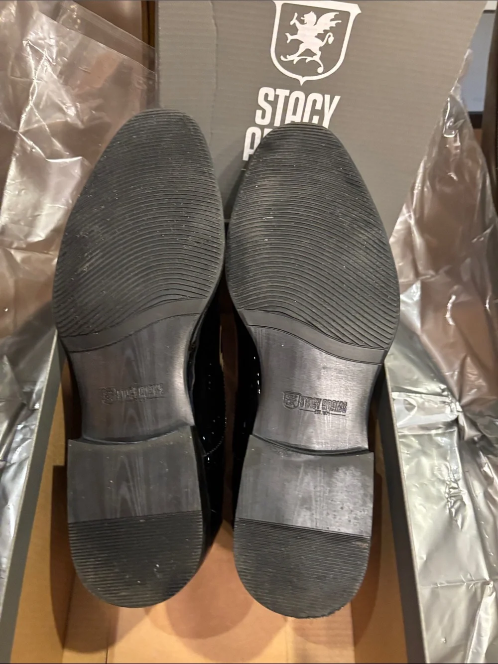 Stacy Adams Black Patent Cap-Toe Derby Dress Shoes